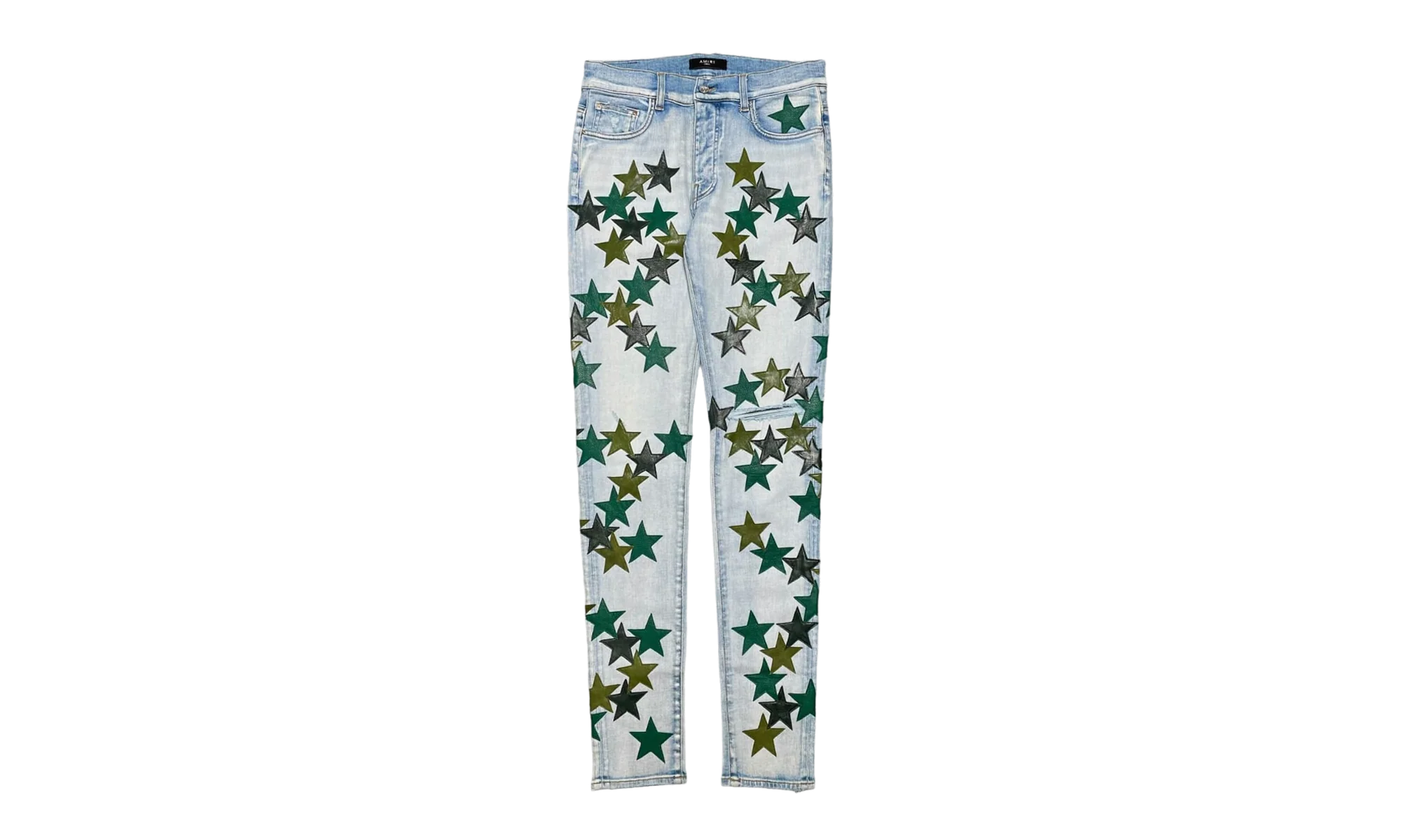 Leather Star Patch Jeans "Chemist - Light Indigo Green Multi" SS22MDS022 485
