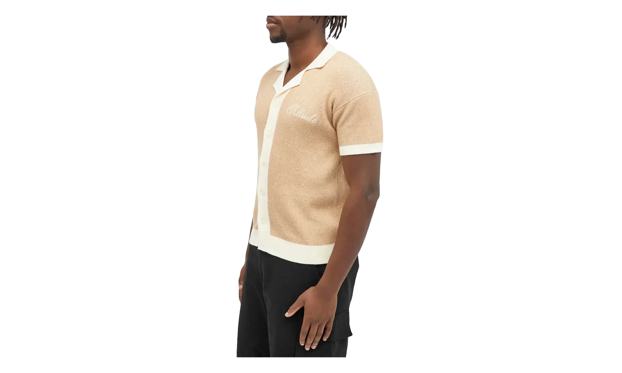 Contrast Knit Button-Up Polo "Brown" RHPS24PO02973143