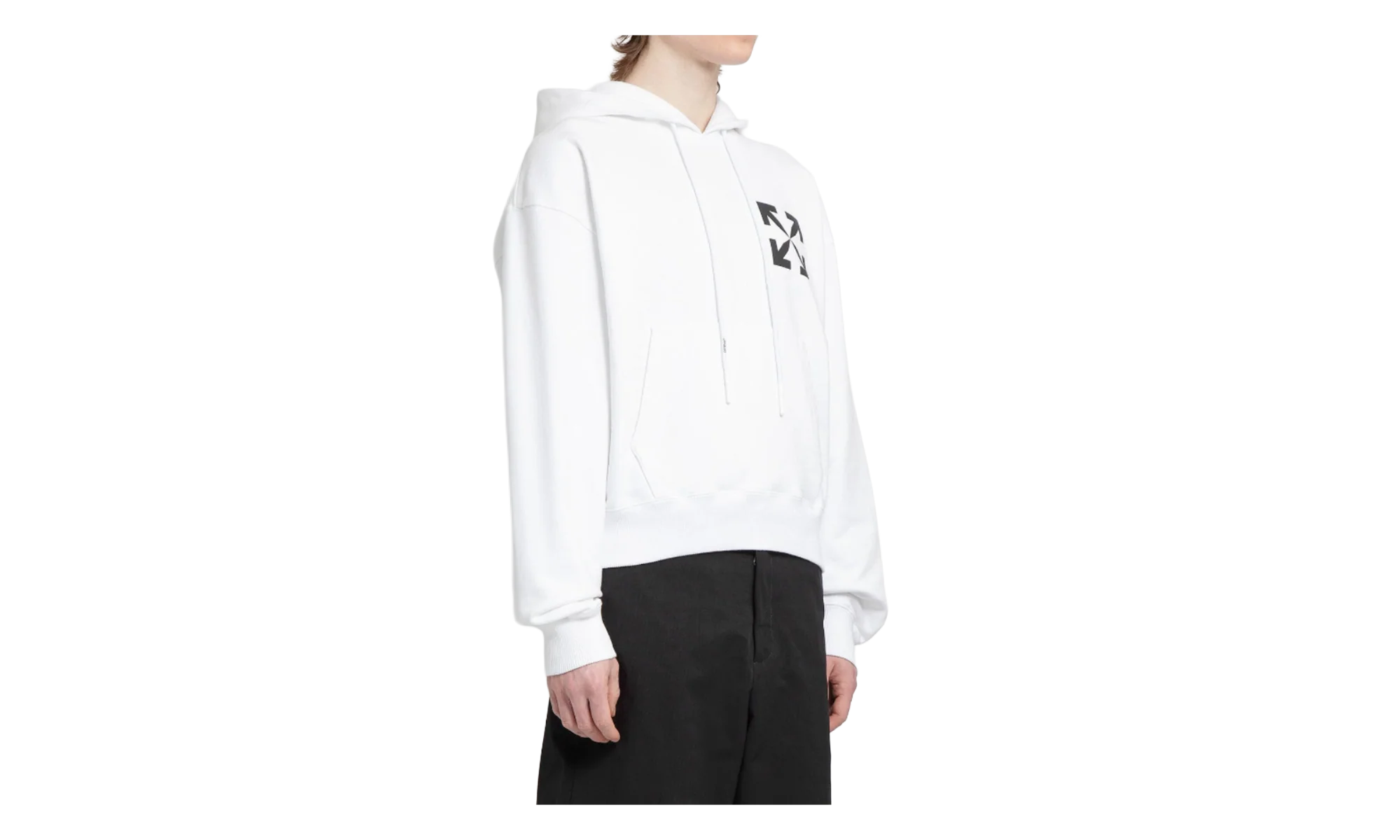 Single Arrow Over Hoodie "White" OMBB037C99FLE0080110