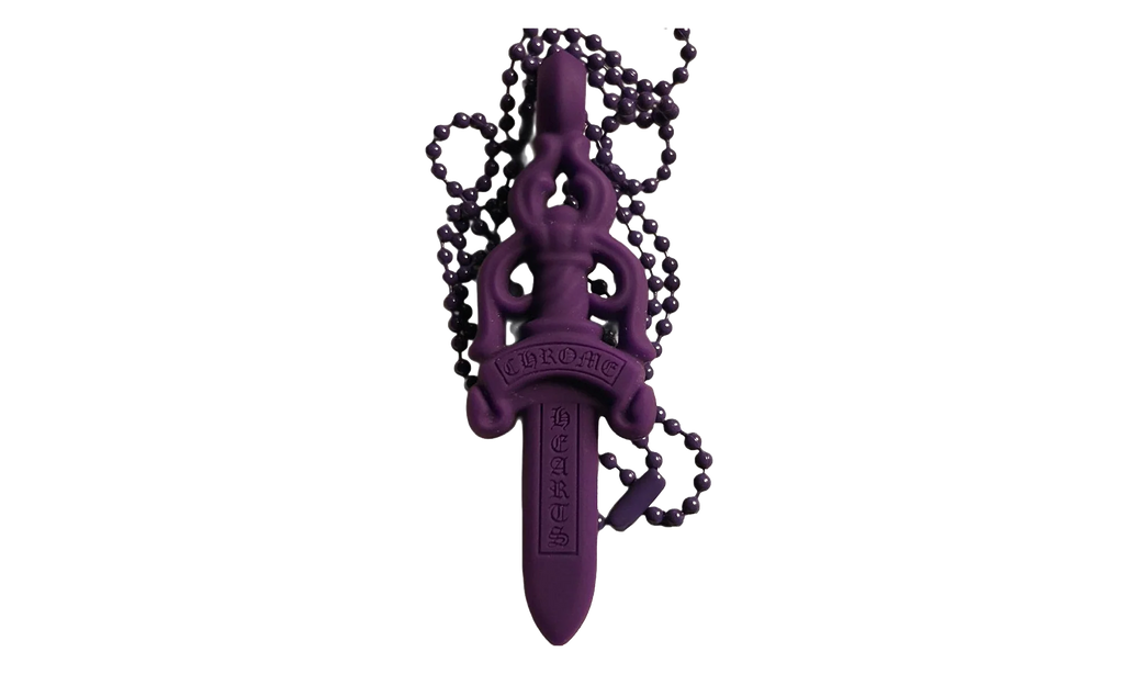 Silicone Dagger Pendant Ball Chain Necklace "Purple" CHRM0888
