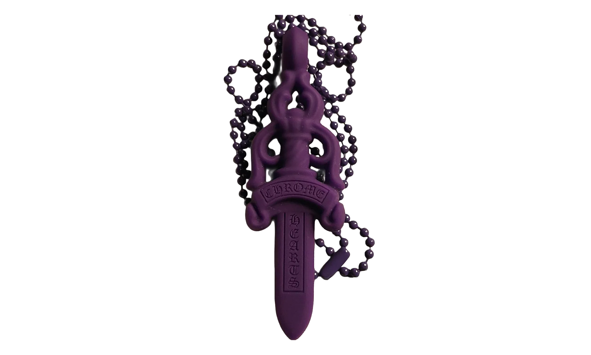 Silicone Dagger Pendant Ball Chain Necklace "Purple" CHRM0888