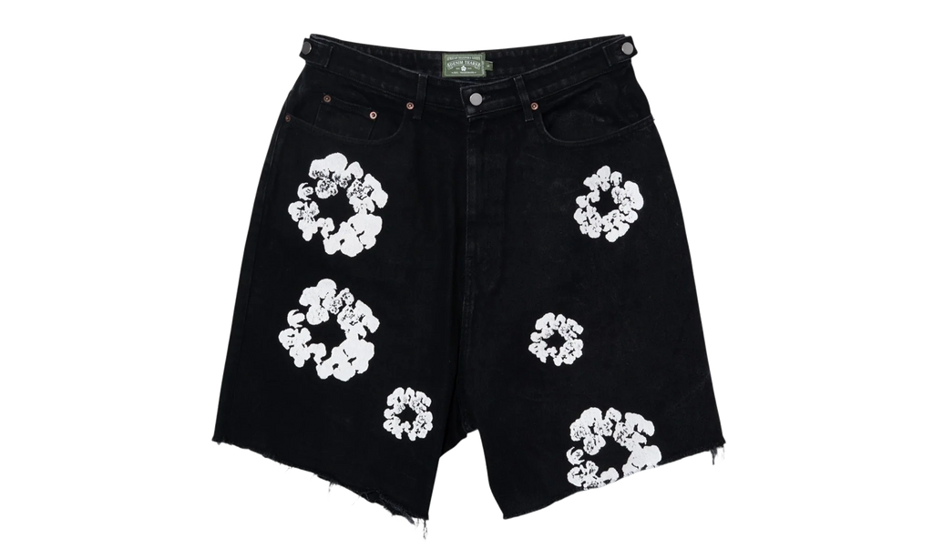 The Cotton Wreath Denim Shorts "Black White" DT401