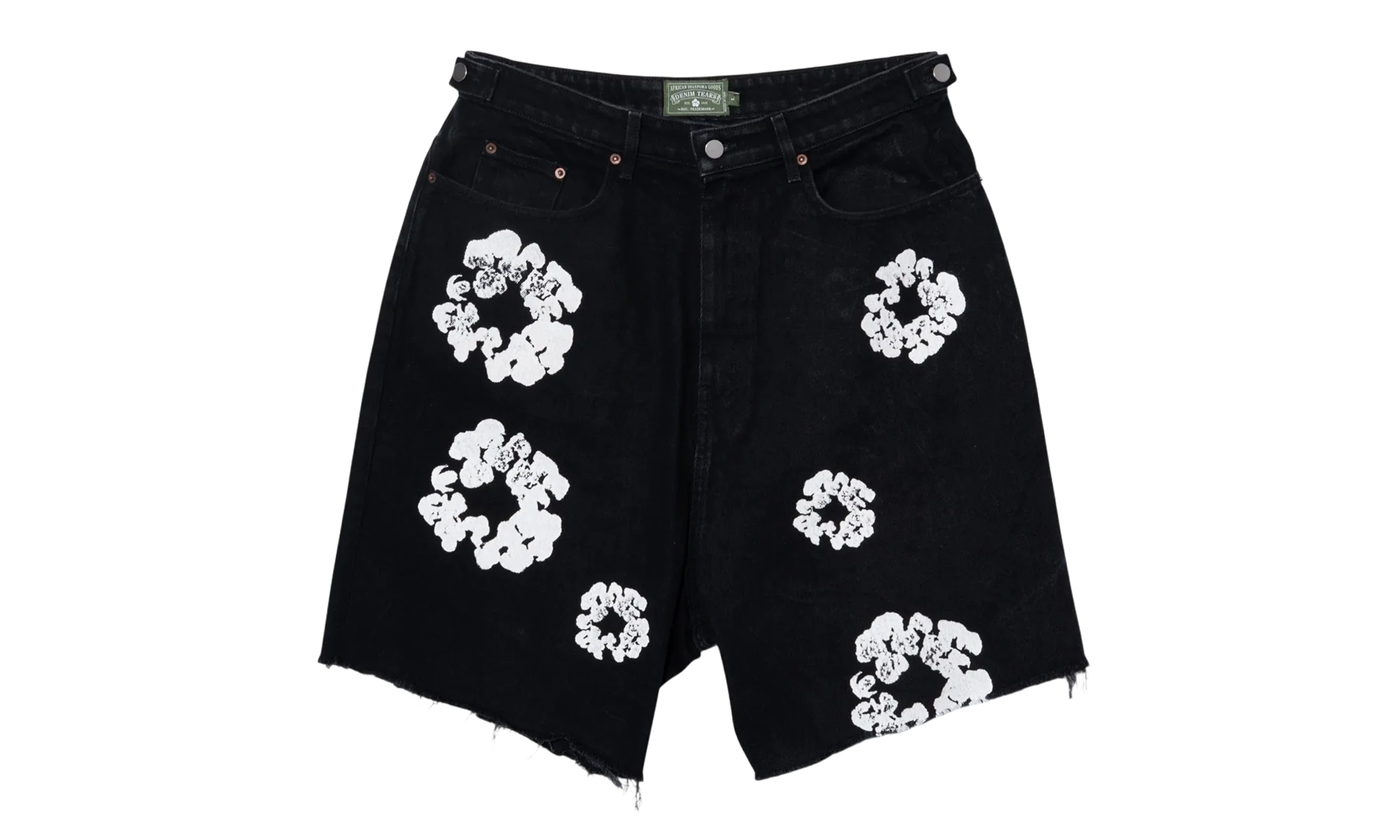 The Cotton Wreath Denim Shorts "Black White" DT401