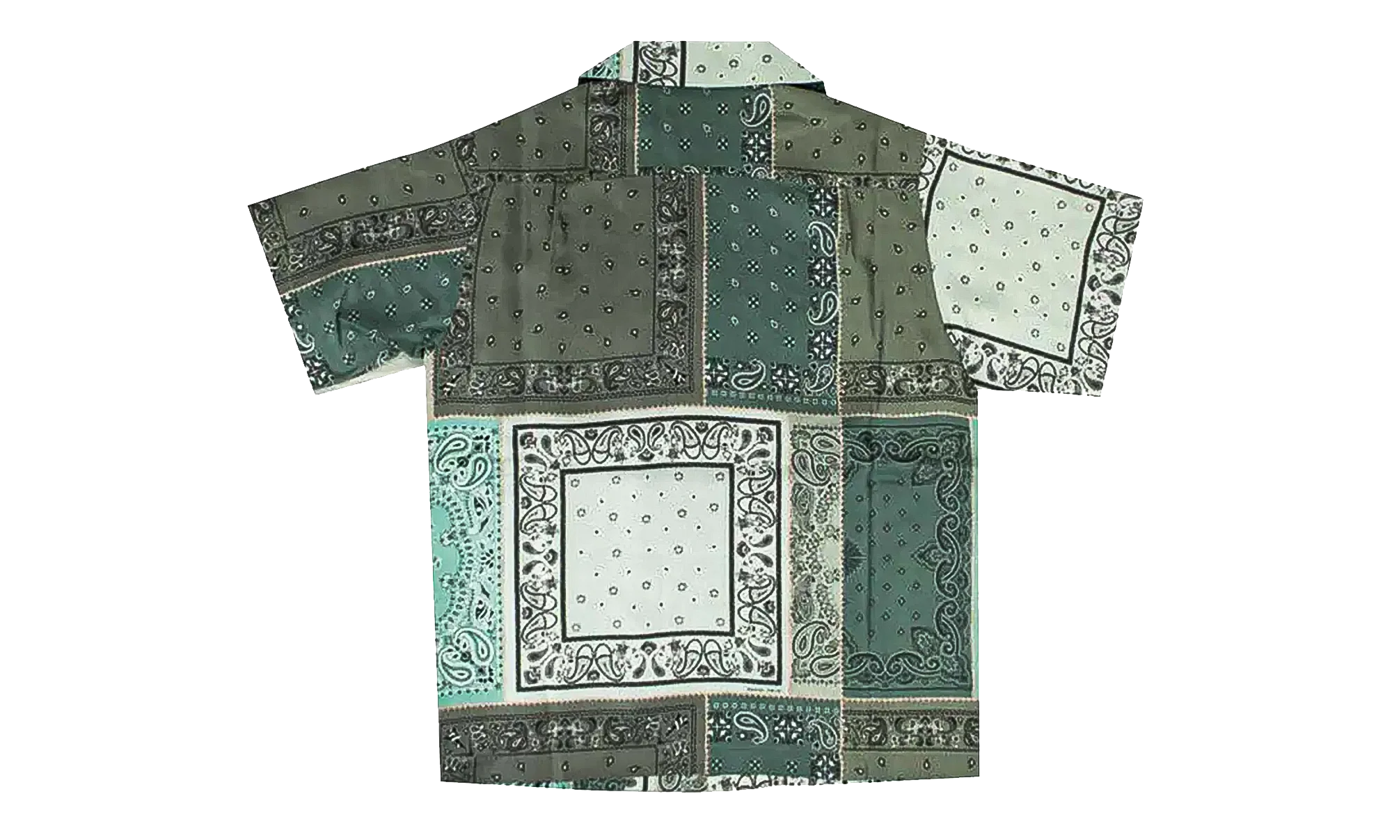 Short Sleeve Bandana Print Silk Button Up Shirt "Green" Y0M06227SE GREE