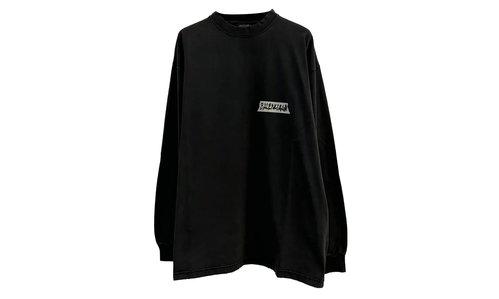 Long-Sleeve Crew Neck Oversized T-Shirt "Faded Washed Black" 850404 TTVL6 1041