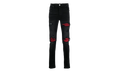 MX1 Ultra Suede Patch Jeans "Aged Black Red" AW22MDS010 023