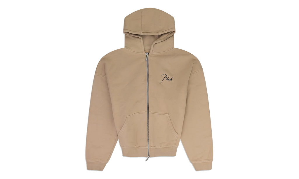 Embroidered Logo Zip-Up Hoodie "Tan" RHDMHDS0039 TAN