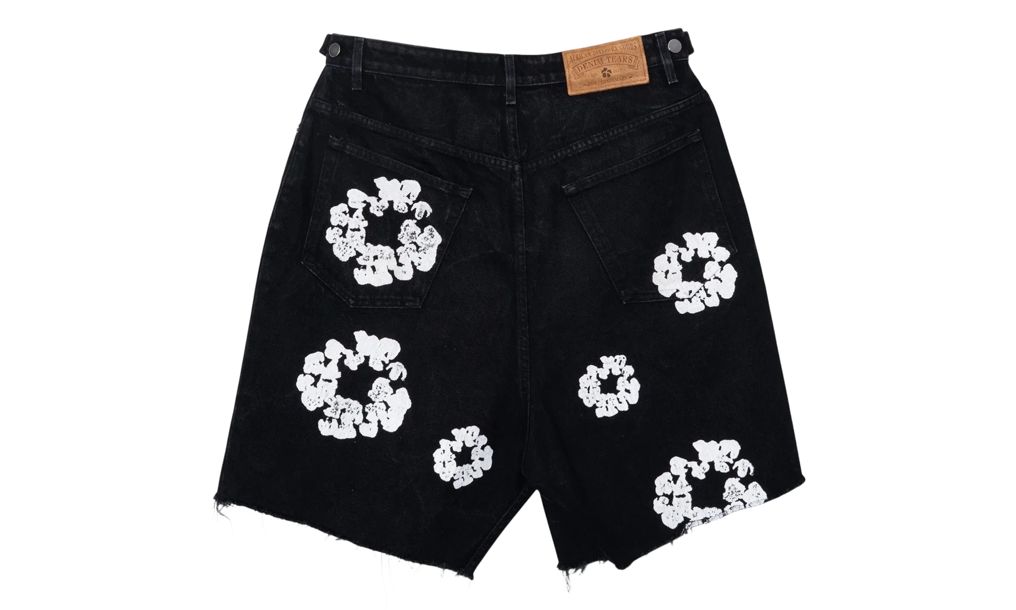 The Cotton Wreath Denim Shorts "Black White" DT401