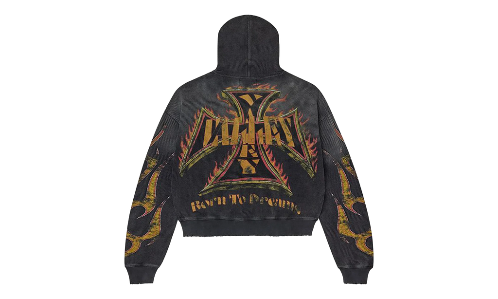 Reborn Waffle Knit Zip Up "Black" VAL139