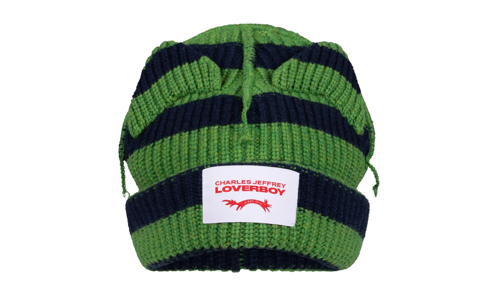 Supersized Chunky Ears Beanie "Green / Navy Stripe" 52132703
