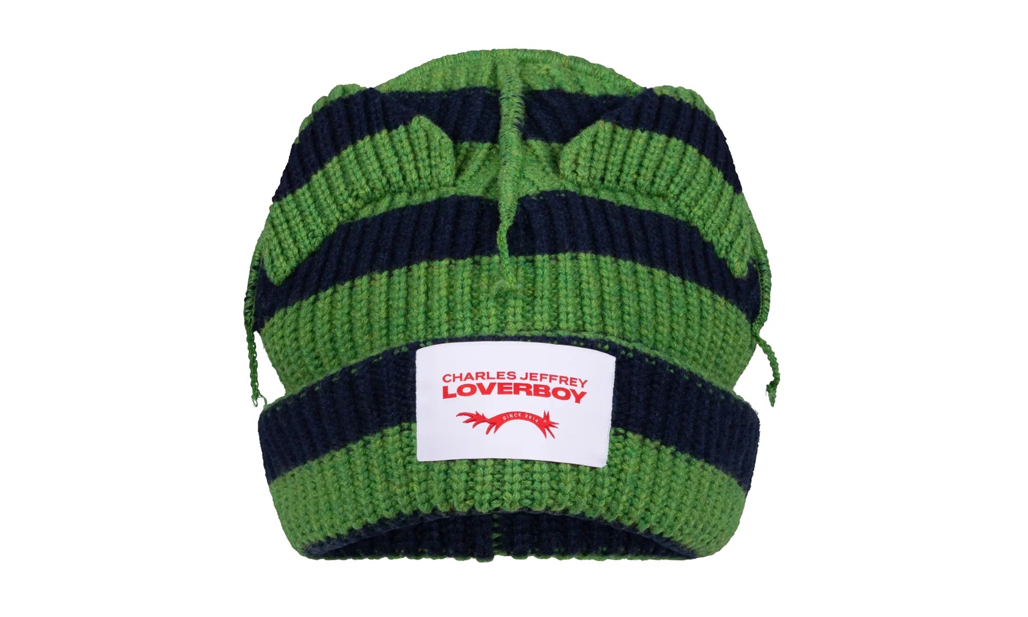 Supersized Chunky Ears Beanie "Green / Navy Stripe" 52132703