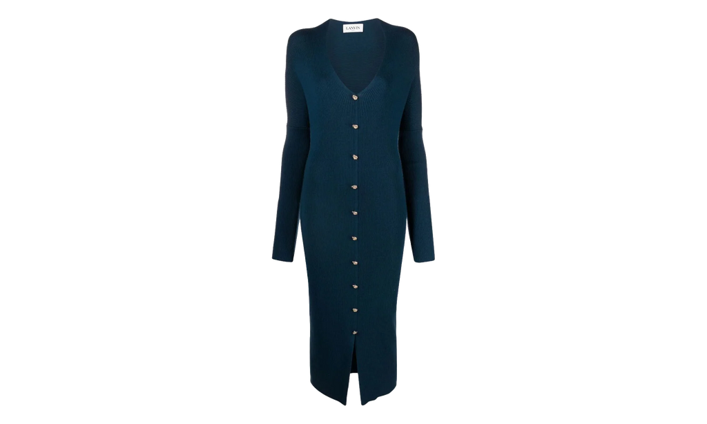 RIBBED LONG BUTTONED DRESS "SAPPHIRE" RW DR0043 K010 H23 271