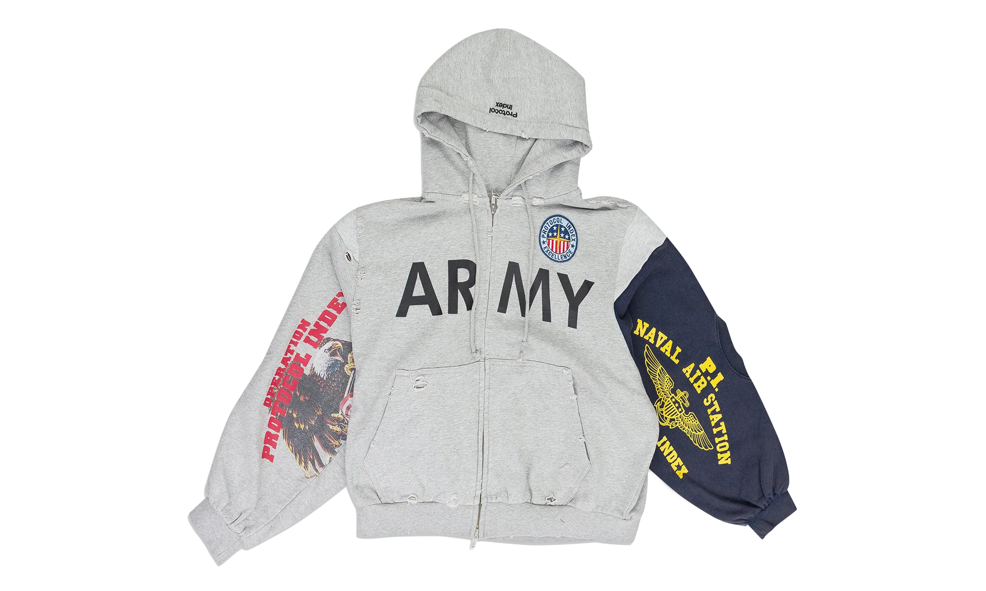 Reconstructed Zip Hoodie "Grey Melange" PI00007