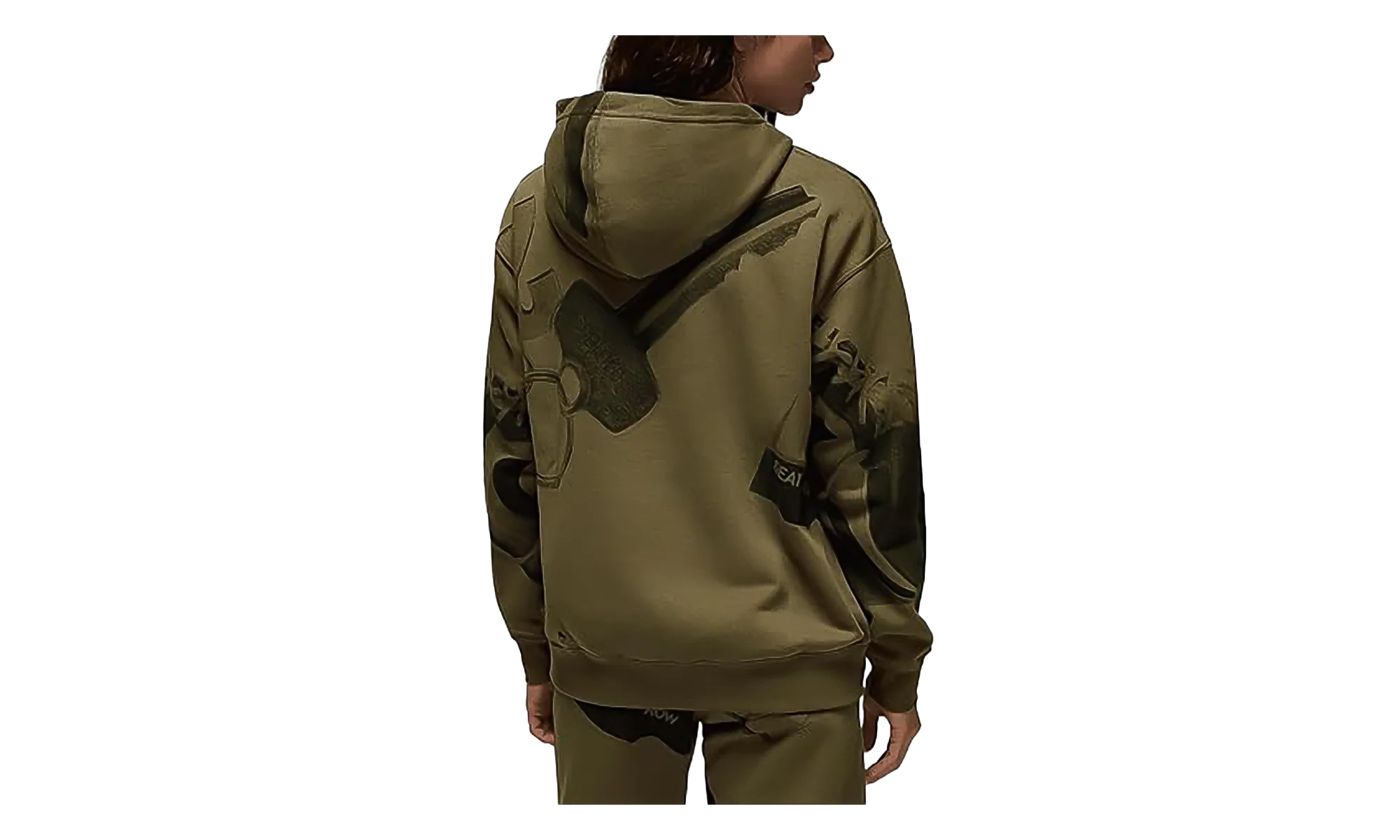 Jordan Brooklyn Fleece Printed Pullover Hoodie WMNS "Medium Olive / Black" HJ0157 222