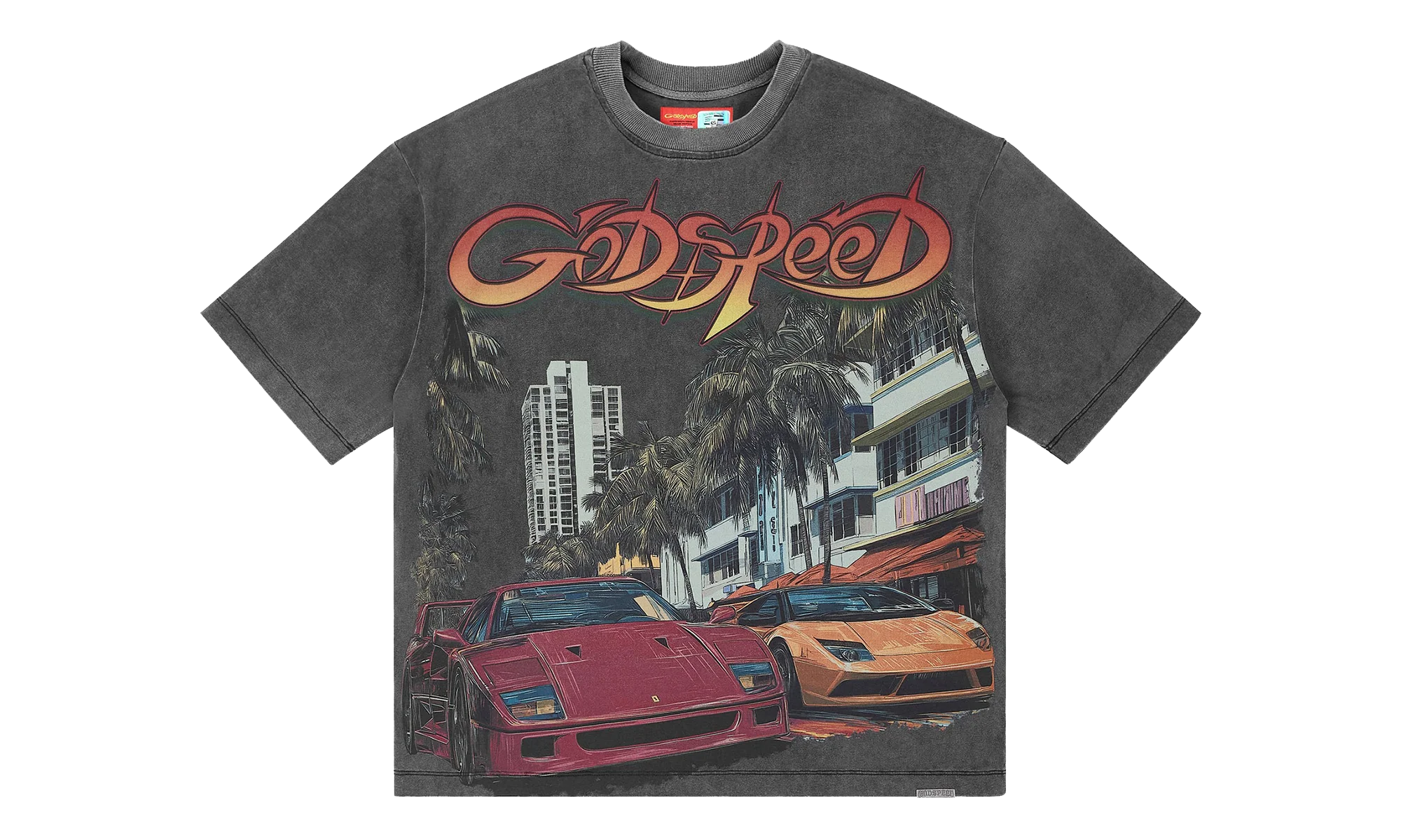 South Beach Drive Miami Superrun T-Shirt "Grey Wash" GS187