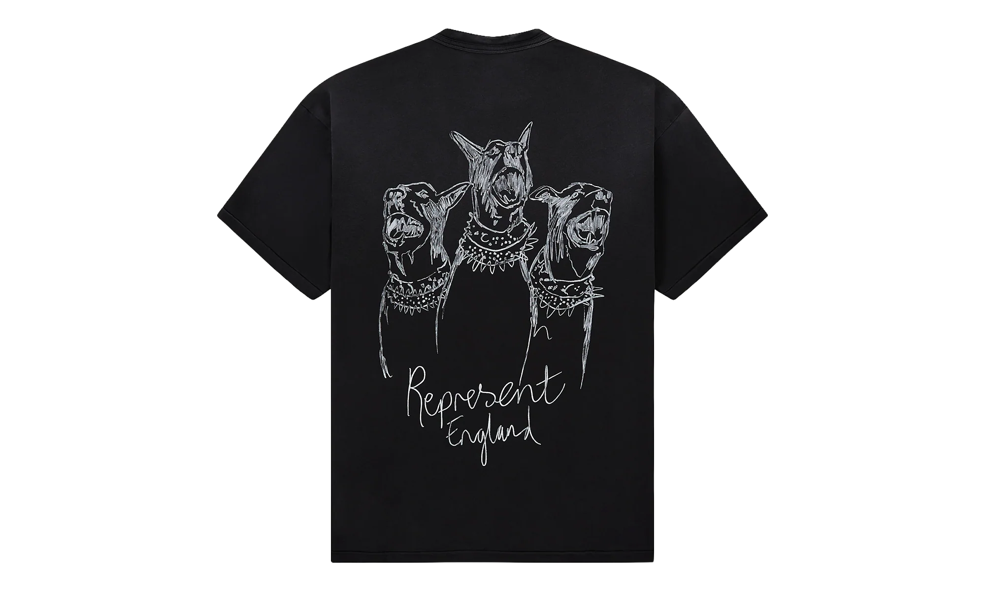Hand Drawn Thoroughbred Dogs Tee "Aged Black" MLM100383 03