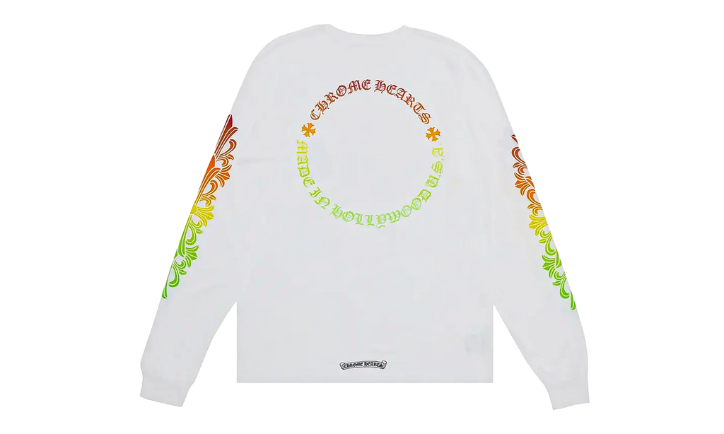 Floral Sleeve Gradient Long-Sleeve T-Shirt "White" CHRM1142