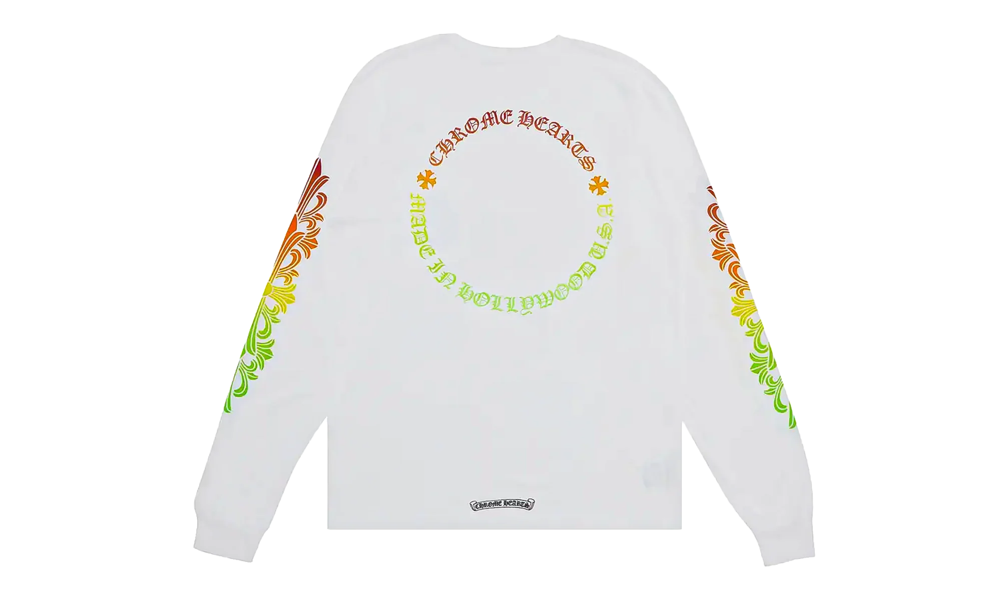 Floral Sleeve Gradient Long-Sleeve T-Shirt "White" CHRM1142