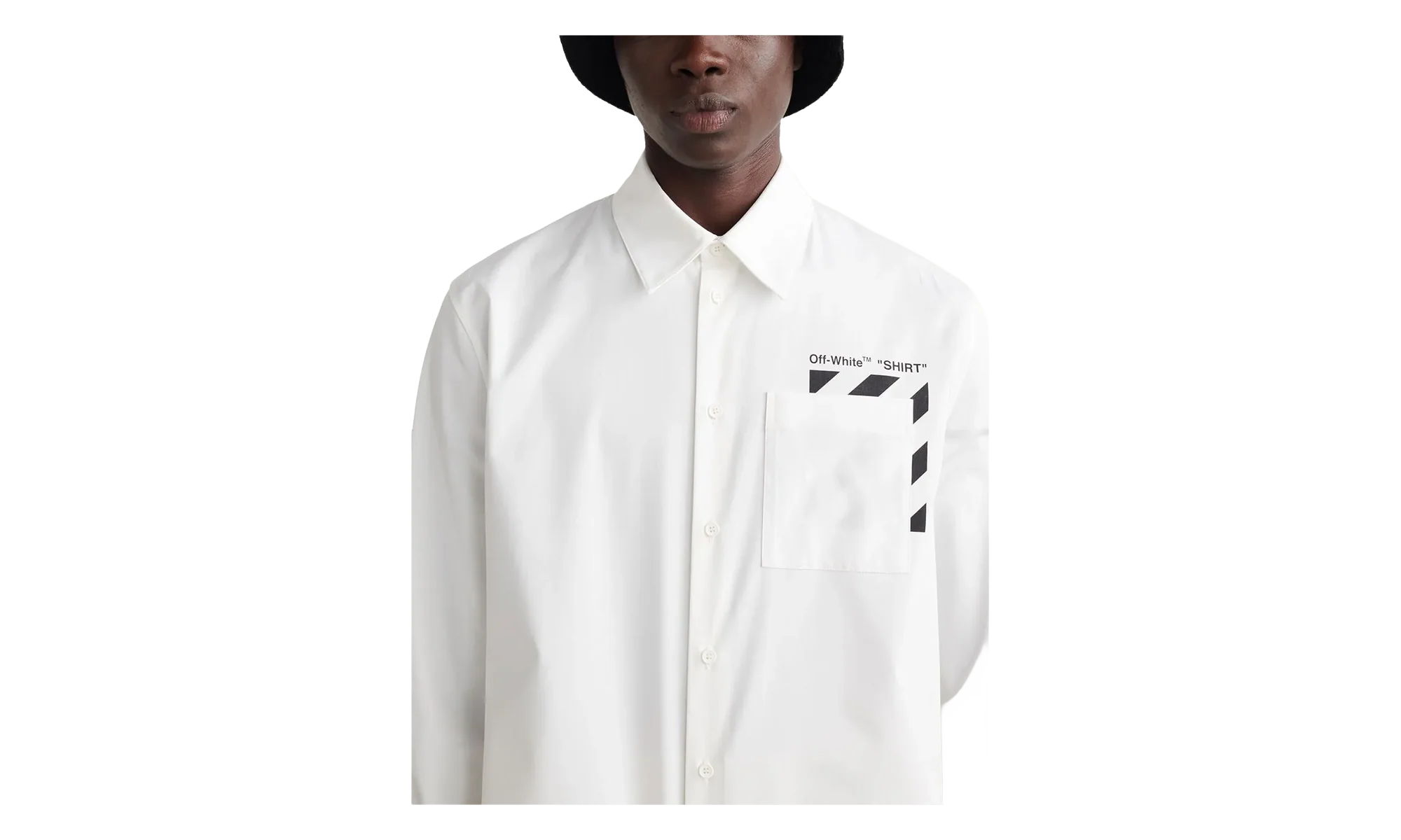 Diagonal Pocket Button Up Shirt "White" OMGA220C99FAB0010110