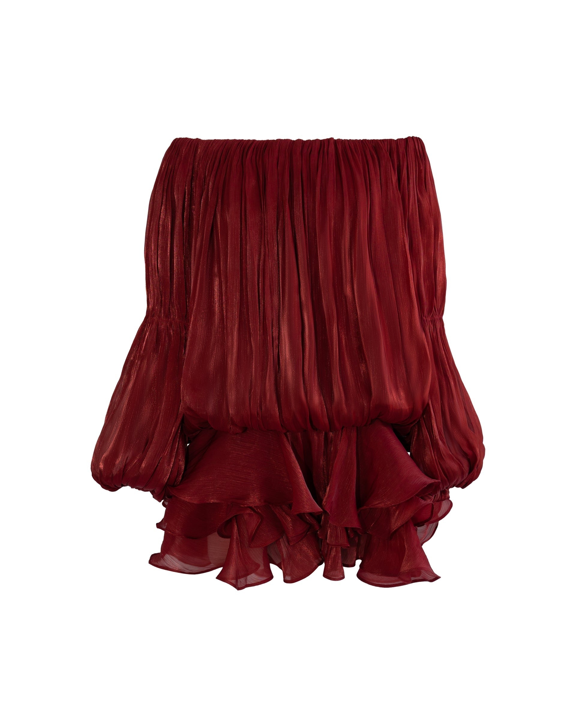 Elora Ruffle Mini Dress - Burgundy