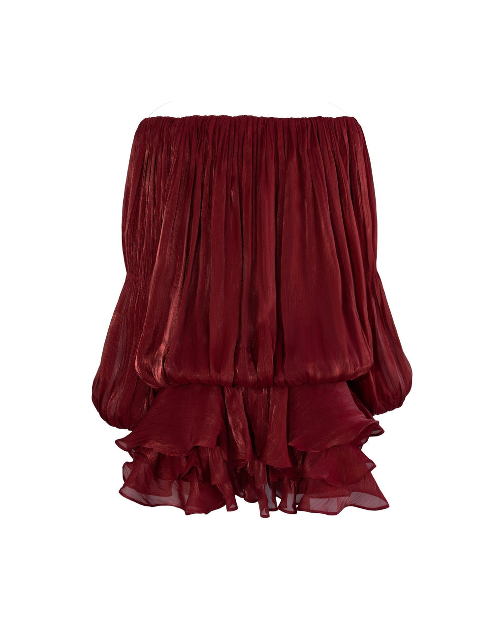 Elora Ruffle Mini Dress - Burgundy