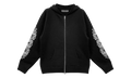 Cashmere Embroidered Floral Sleeve Zip-Up Hoodie "Black" CHRM1011