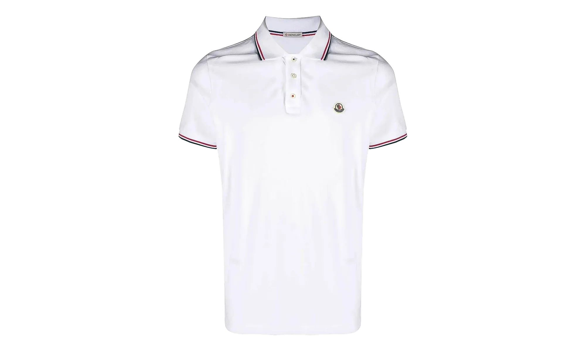 Striped Trim SS Polo Collar T-shirt "Brilliant White" MON59