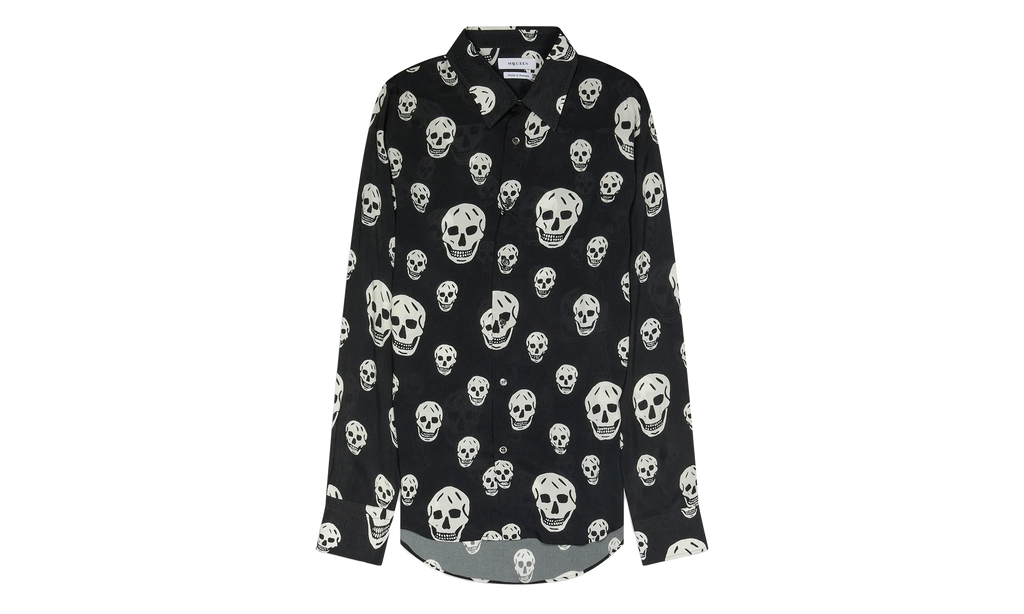 All Over Skulls Button Down Shirt "Black / Ivory" AM004