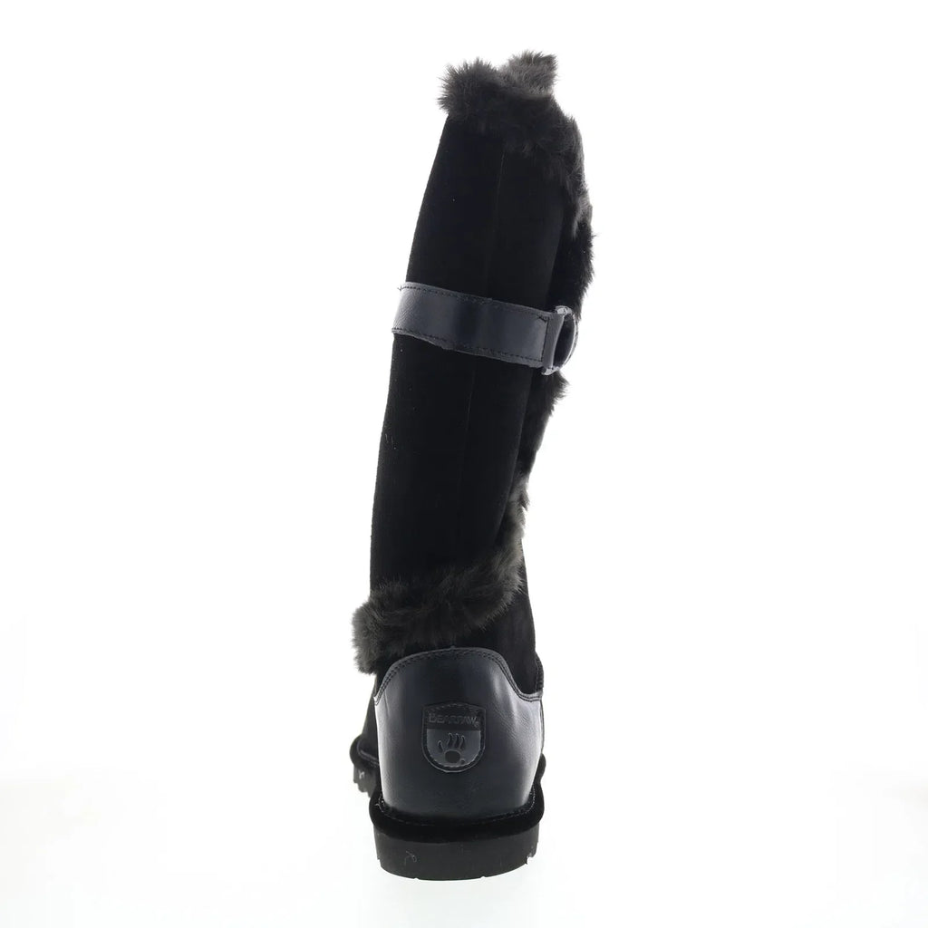 Bearpaw Sheilah 2139W-011 Womens Black Suede Slip On Casual Dress Boots