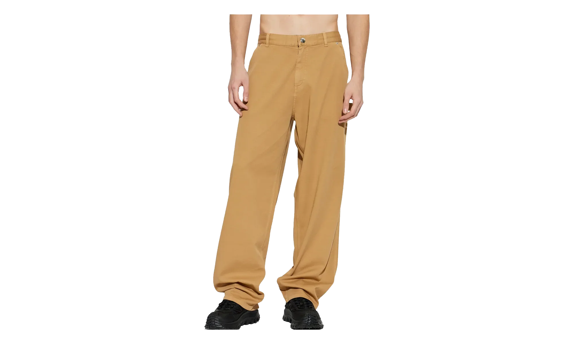 Button Up Zipper Straight Leg Trousers "Camel" MON52