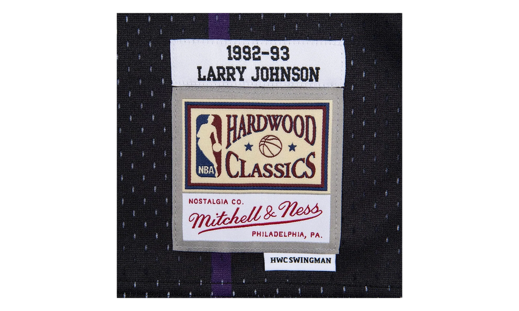 NBA Larry Johnson Reload Swingman Jersey "1992 Charlotte Hornets - Black" SMJYCP19277 CHOBLCK92LJO