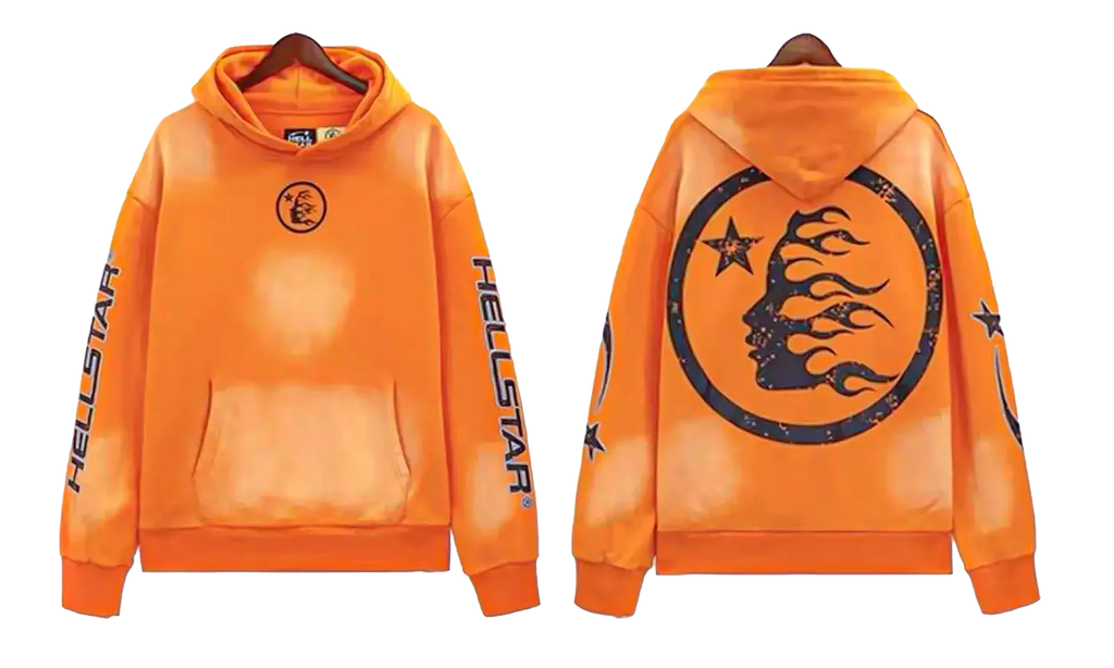 Fire Hoodie with Closed Elastic Bottom Sweatpants (Full set) "Orange" HSR134