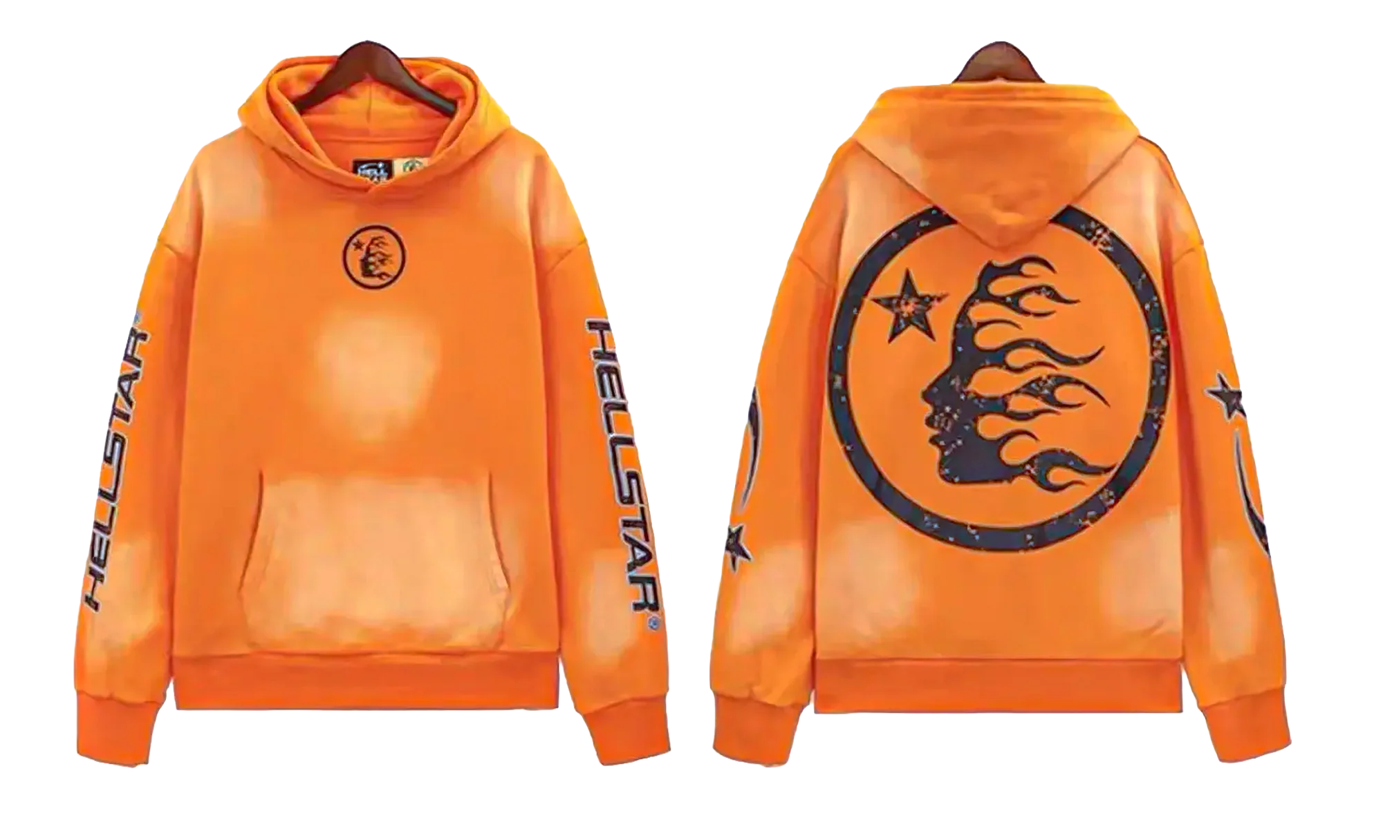 Fire Hoodie with Closed Elastic Bottom Sweatpants (Full set) "Orange" HSR134