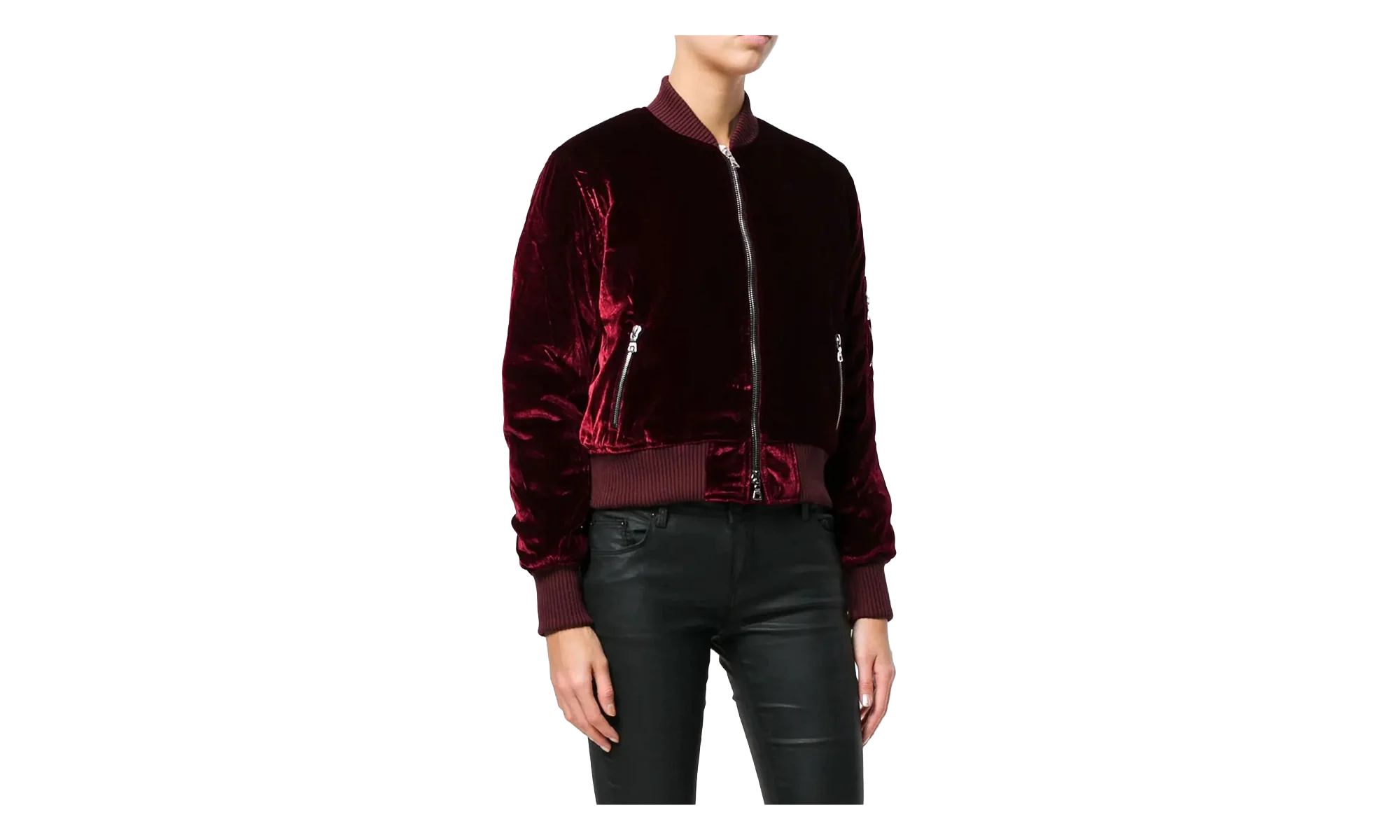 Velvet Satin Bomber Jacket "Burgundy" MOS017 652