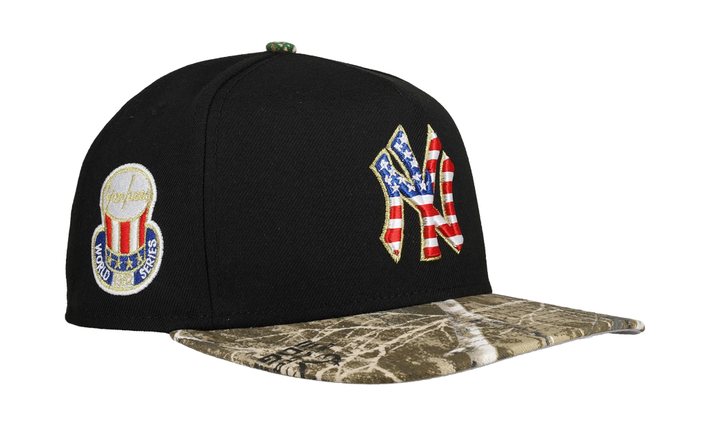 9FIFTY New York Yankees 1952 World Series USA A Frame Snapback Hat "Black / Real Tree Camo" NE231