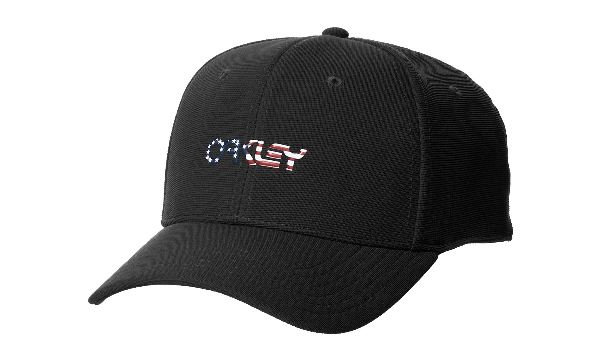 6-Panel Stretch Metallic Baseball Hat "Black / American Flag" 912209 01V