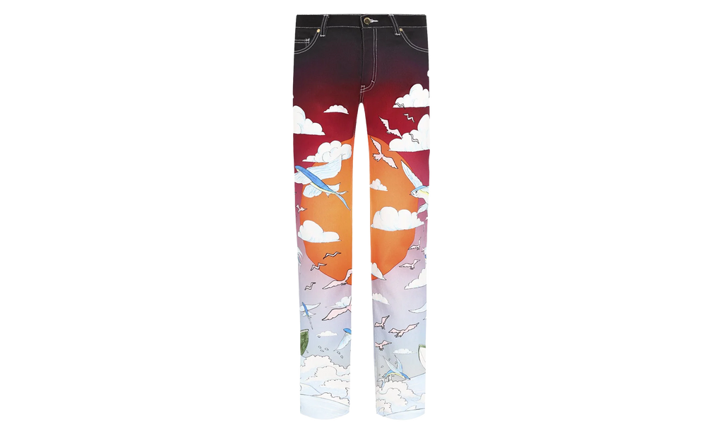 Casablanca Shell Print Denim Pants "White" MS20-TR-002