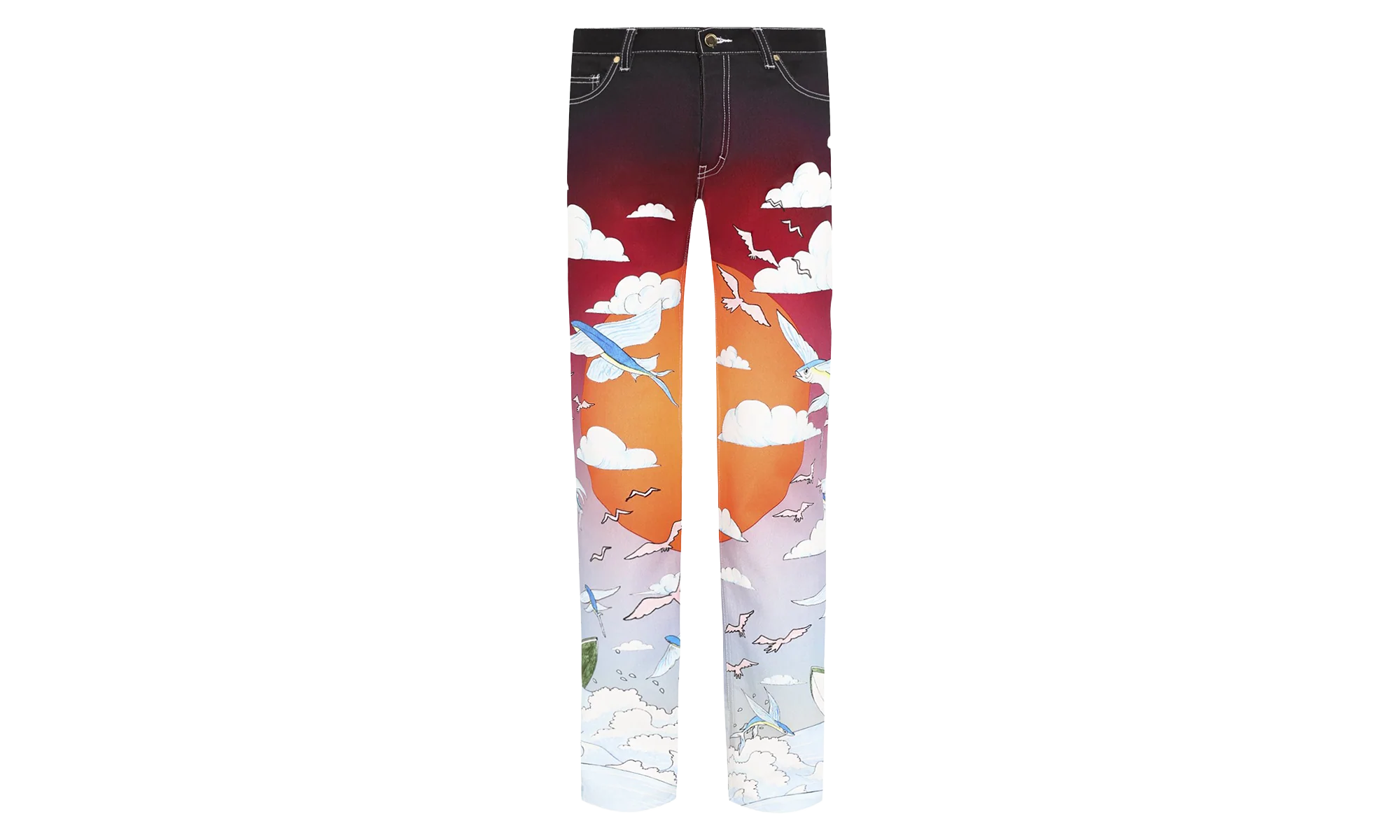 Casablanca Shell Print Denim Pants "White" MS20-TR-002