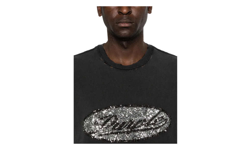 Sequin Script Sleeveless Tee "Black" P103 TBDS226