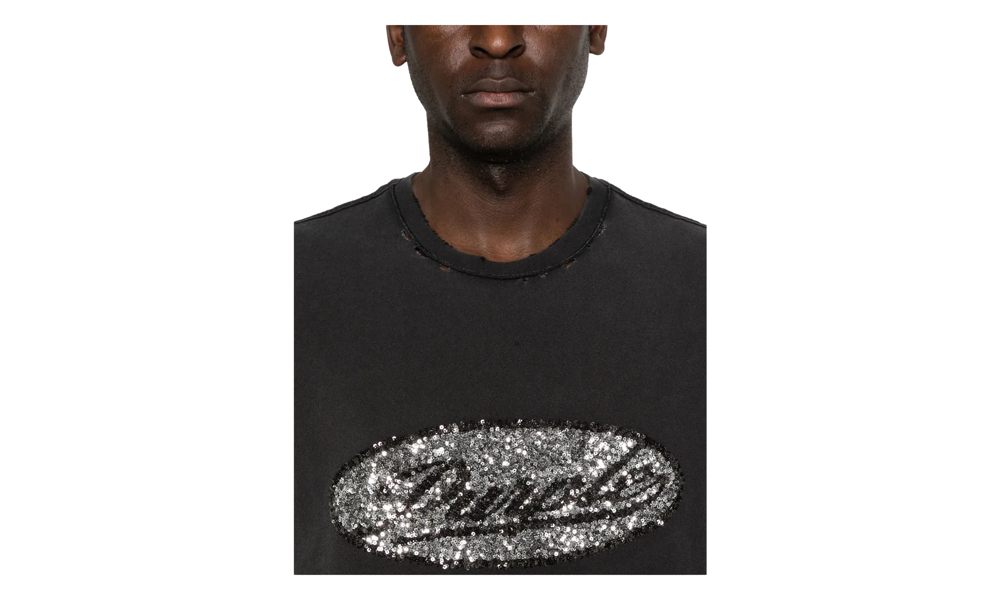 Sequin Script Sleeveless Tee "Black" P103 TBDS226