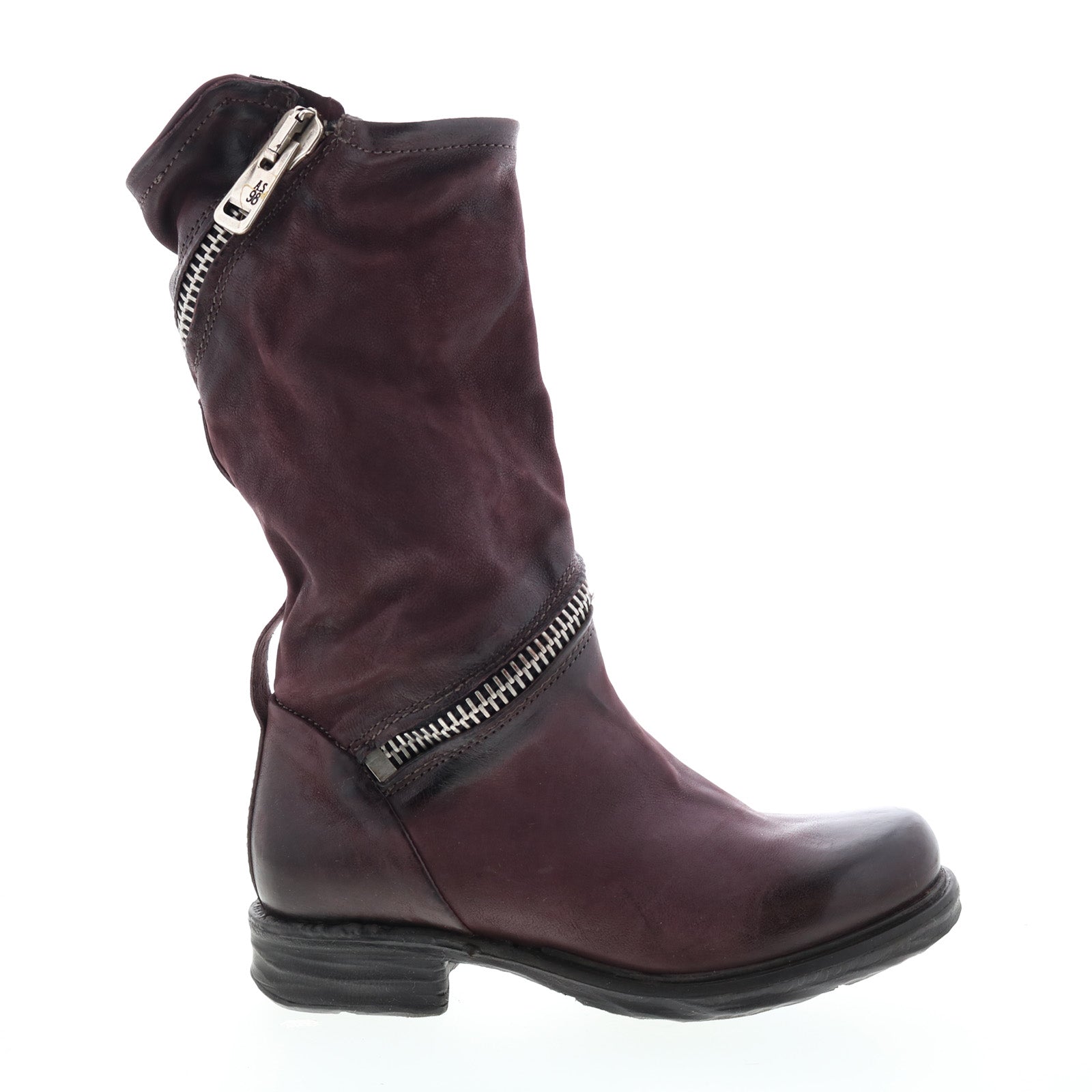 Siggs 259373-101 Womens Burgundy Leather Zipper Mid Calf Boots