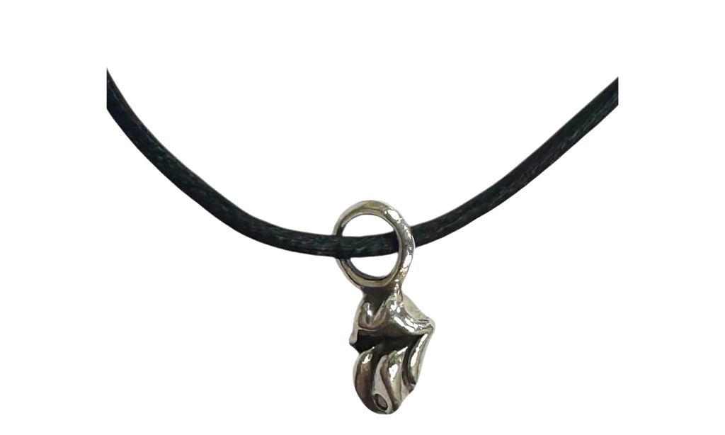 The Rolling Stones Diamond Lips Pendant Cord Bracelet "Black Silver" CHRM1124