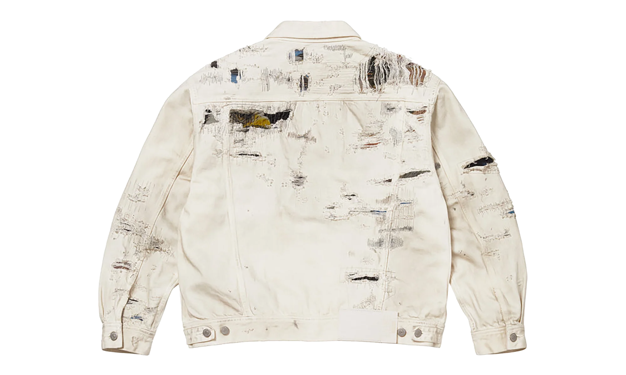 MM6 Maison Margiela Distressed Selvedge Denim Trucker Jacket "SS26 - Beige" SU27185