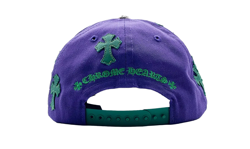 Embroidered Leather Cross Patch Baseball Hat "Purple / Green" CHRM0753