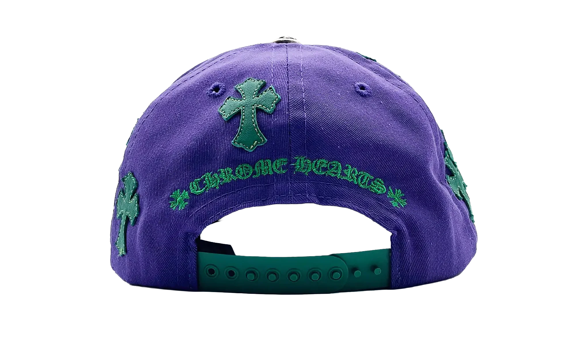 Embroidered Leather Cross Patch Baseball Hat "Purple / Green" CHRM0753