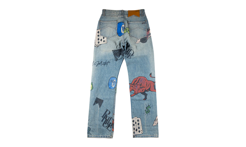 Painted Denim Pants "Indigo" RHD-MJNS-0042