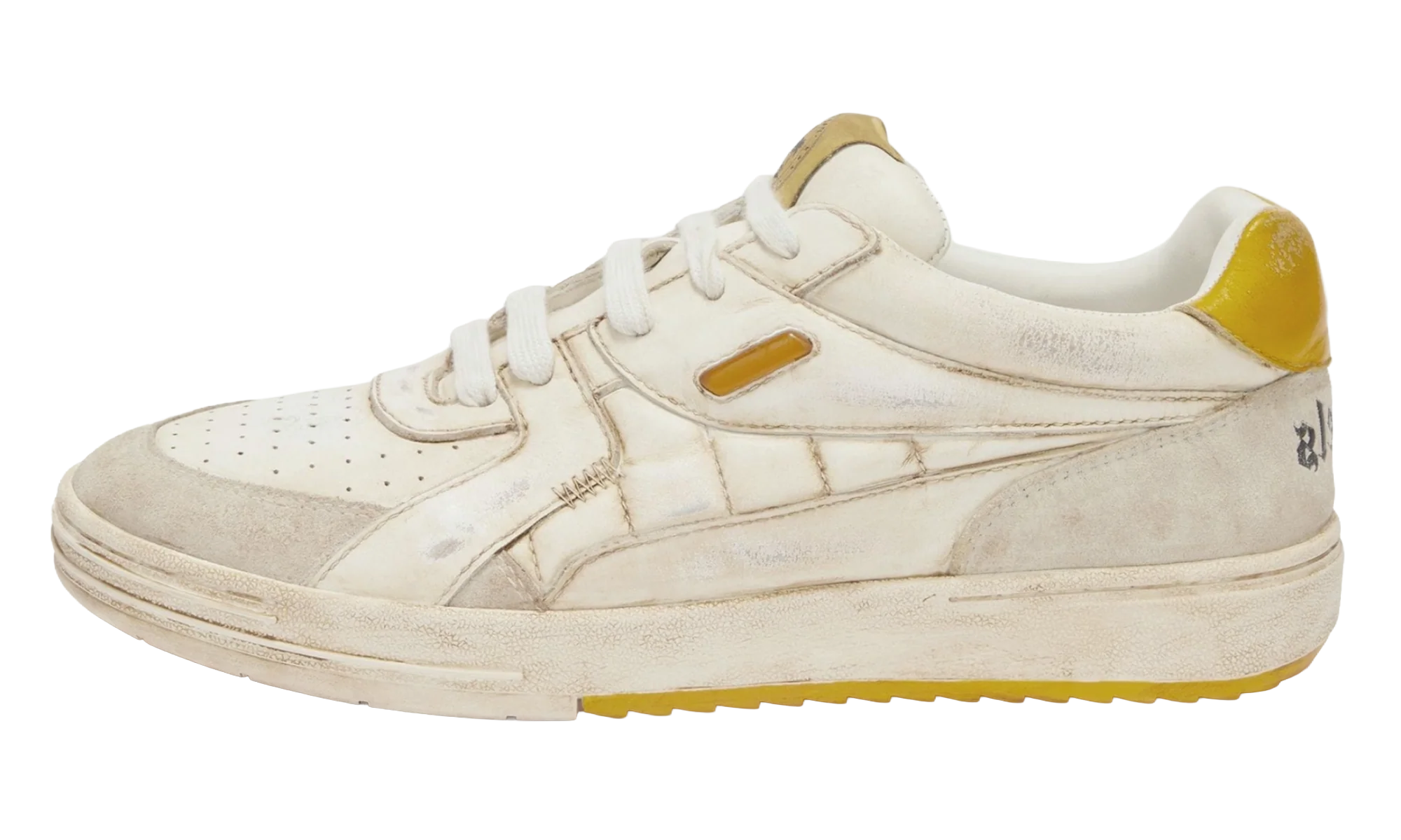 University Low-Top Sneakers "Yellow/White" PMIA078S23LEA0030118