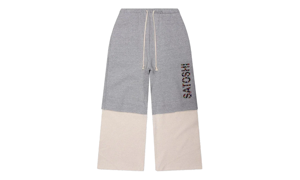 Double Layer Studded Sweatpant "Heather White" SAT005