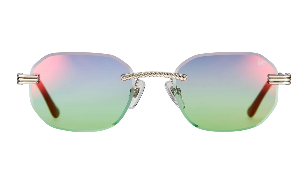 Hustler Rimless Drill Mount 24KT "White Gold / Electric Blue / Green" DMHU2 0060 50A1