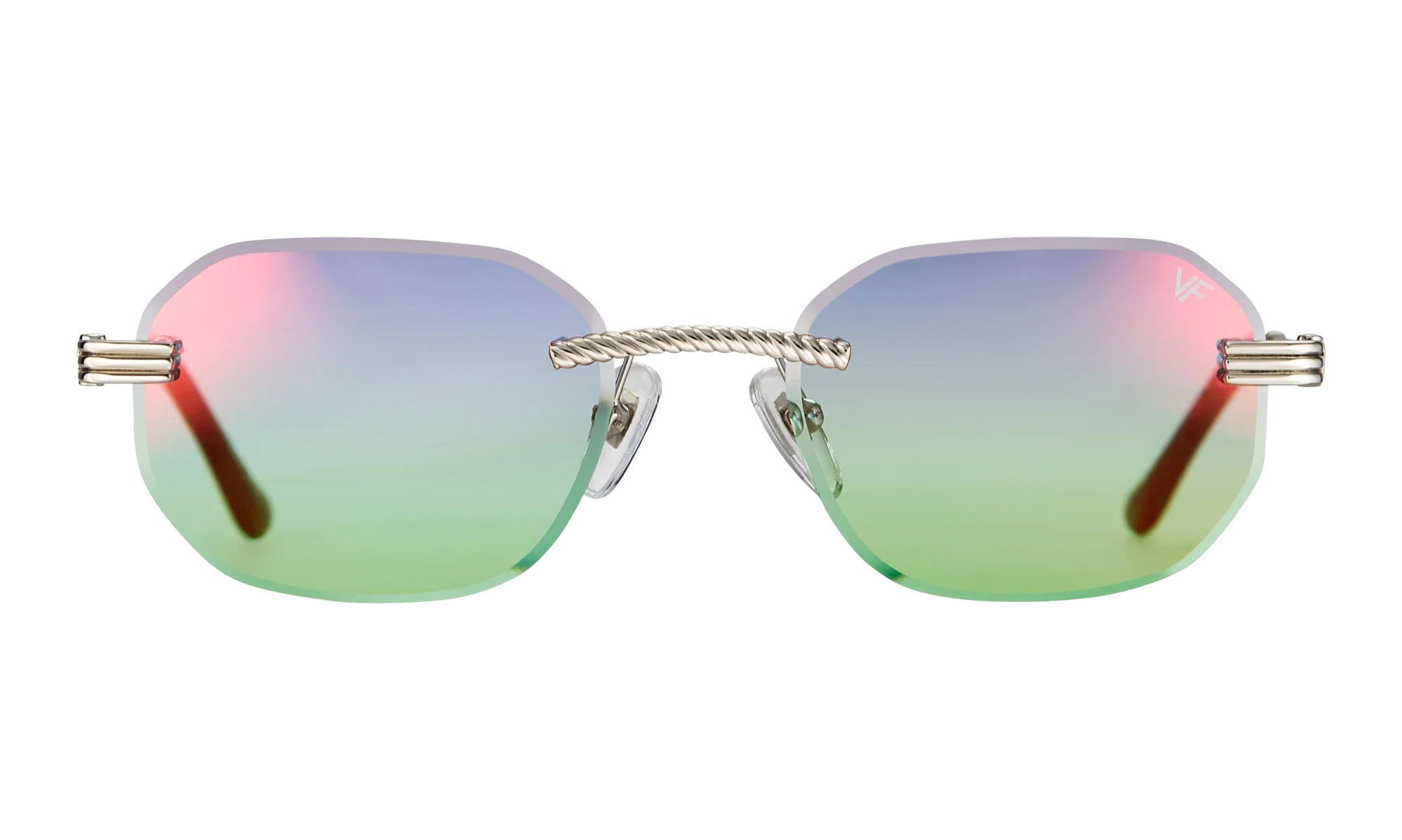 Hustler Rimless Drill Mount 24KT "White Gold / Electric Blue / Green" DMHU2 0060 50A1
